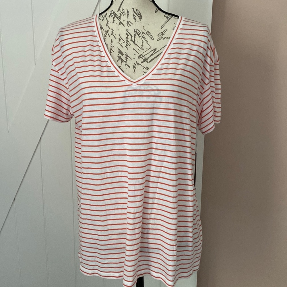 Nordstrom Signature Orange & White Striped Tee